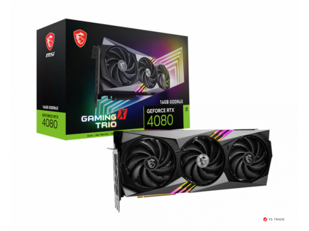 Видеокарта MSI GeForce RTX 4080 16GB GAMING TRIO, 16Gb GDDR6X, 256 Bit, 1xHDMI, 3xDP, 9728 CUDA, BOX