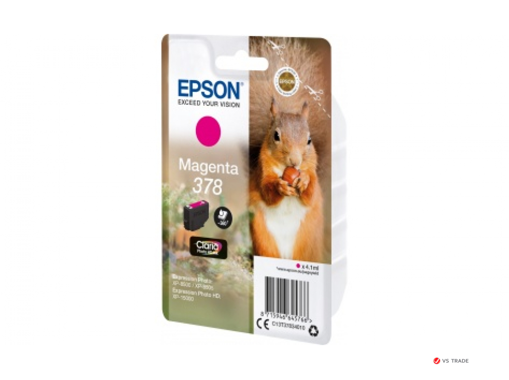 Картридж с чернилами Epson C13T37834020 Claria Photo HD Ink (360 стр.) Singlepack Magenta 378 Claria Photo HD Ink