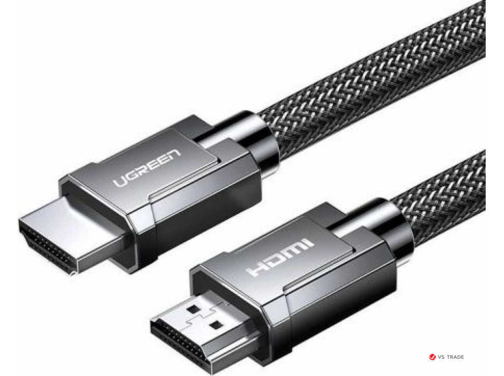 Кабель Ugreen HD135 8K HDMI M/M Round Cable with Braided, 2m, Gray, 70321