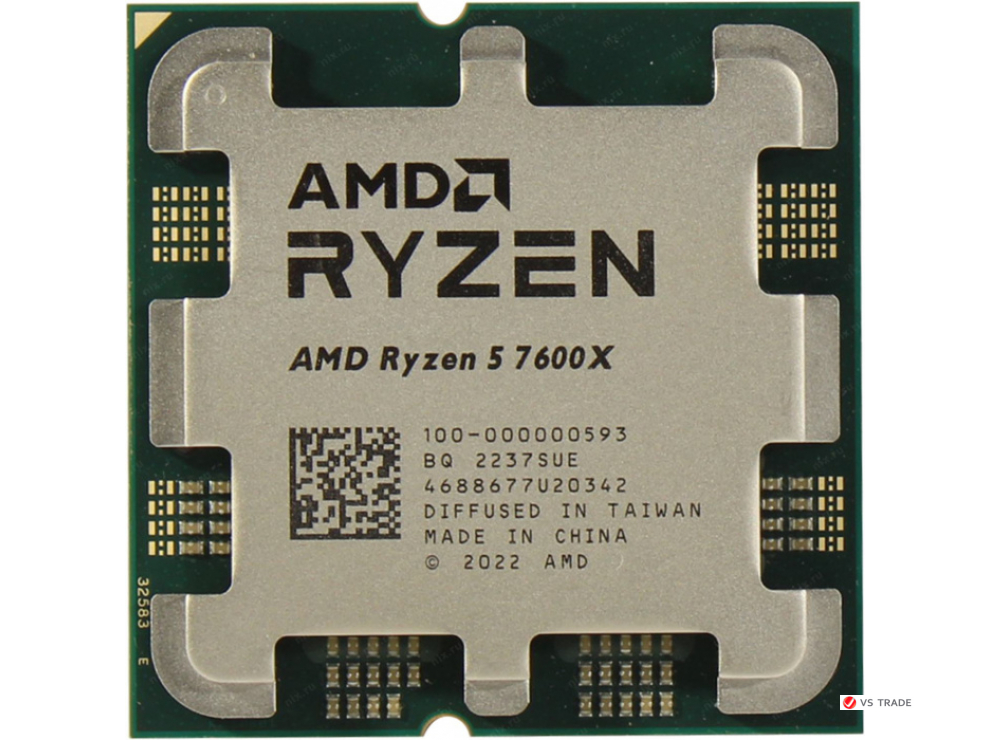 Процессор AMD Ryzen 5 7600X, AM5, 6C/12T, 4.7GHz base, 5.3GHz Turbo, L3 32Mb, 100-000000593, Tray
