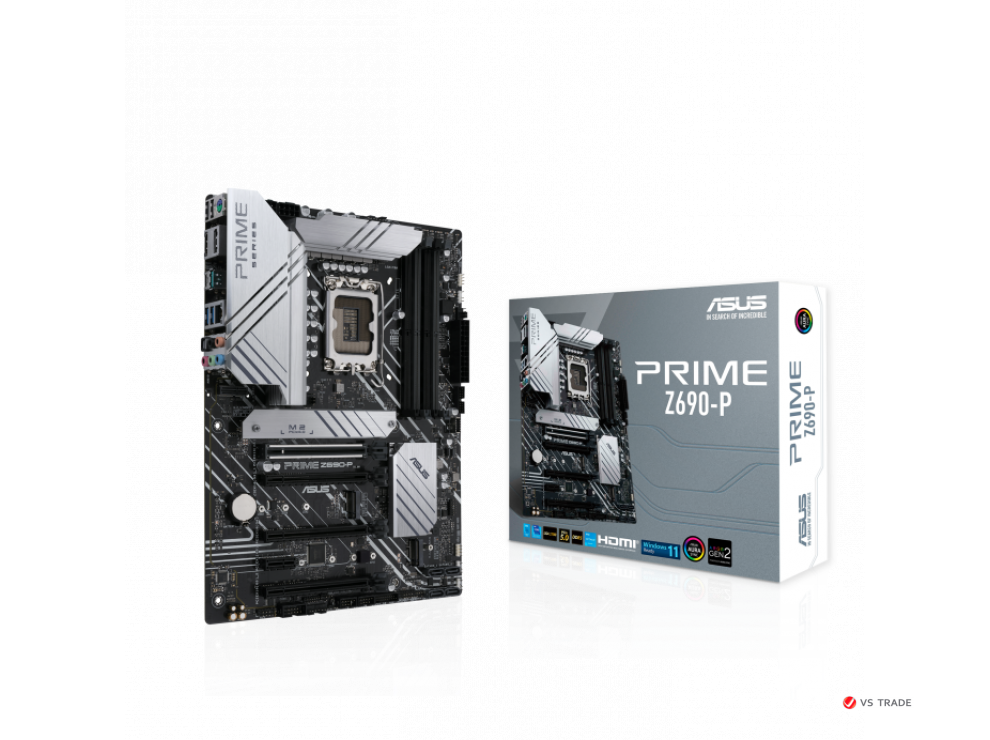 Сист. плата ASUS PRIME Z690-P, Z690, 1700, 4xDIMM DDR5, 4xPCI-E x16, PCI-E x1, 3xM.2, 4xSATA, HDMI, DP, Thunderbolt, BOX