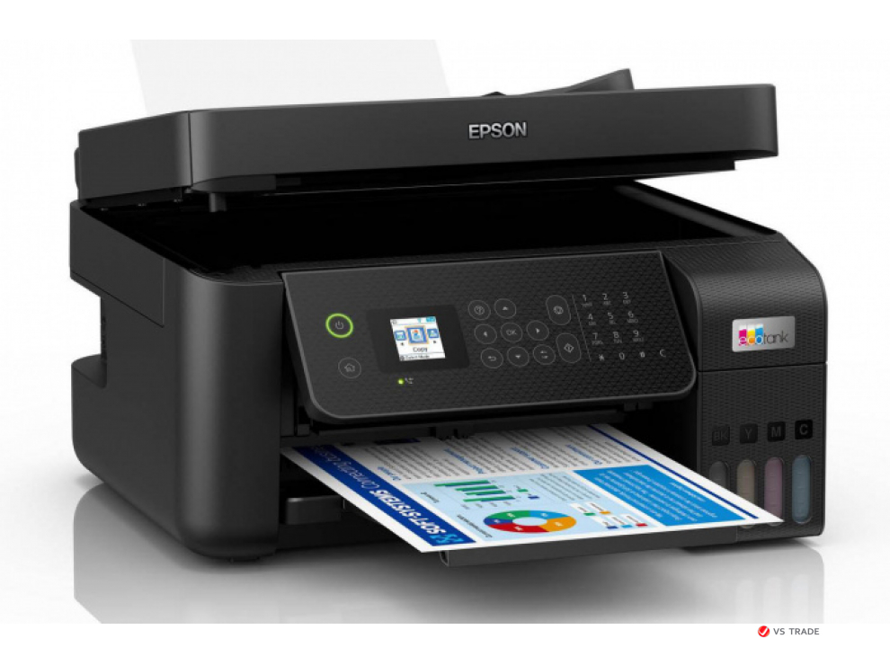 МФУ струйное цветное Epson L5290 C11CJ65407, до 33 стр/мин, А4, печать фотографий, WIFI, Ethernet, ADF, Fax, СНПЧ