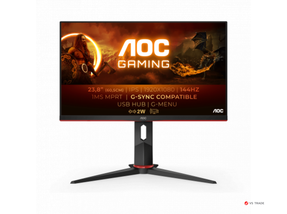 Монитор AOC 24G2U IPS,23,8";,16:9 FHD(1920x1080x144 Hz),250cd/m2,1000:1,20M:1,178/178,4ms,VGA,DP,HDMI,Black