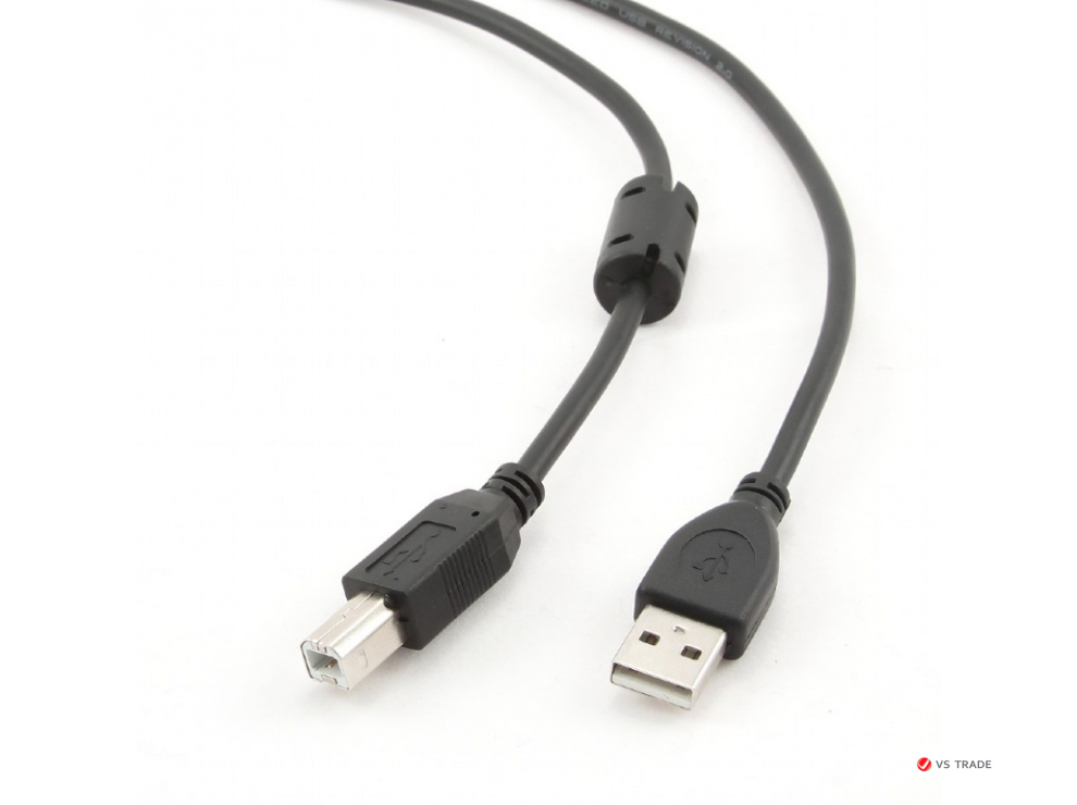 Кабель Gembird/Cablexpert USB 2.0 Pro, AM/BM, 3м, экран, феррит. кольцо, черный, пакет, CCP-USB2-AMBM-10