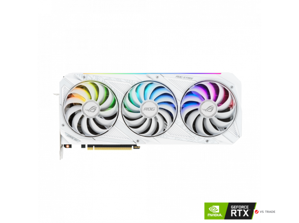 Видеокарта ASUS ROG-STRIX-RTX3080-O10G-WHITE-V2, Triple fan, 10Gb/320bit GDDR6X, 2xHDMI 2.1, 3xDP 1.4a, HDCP, BOX
