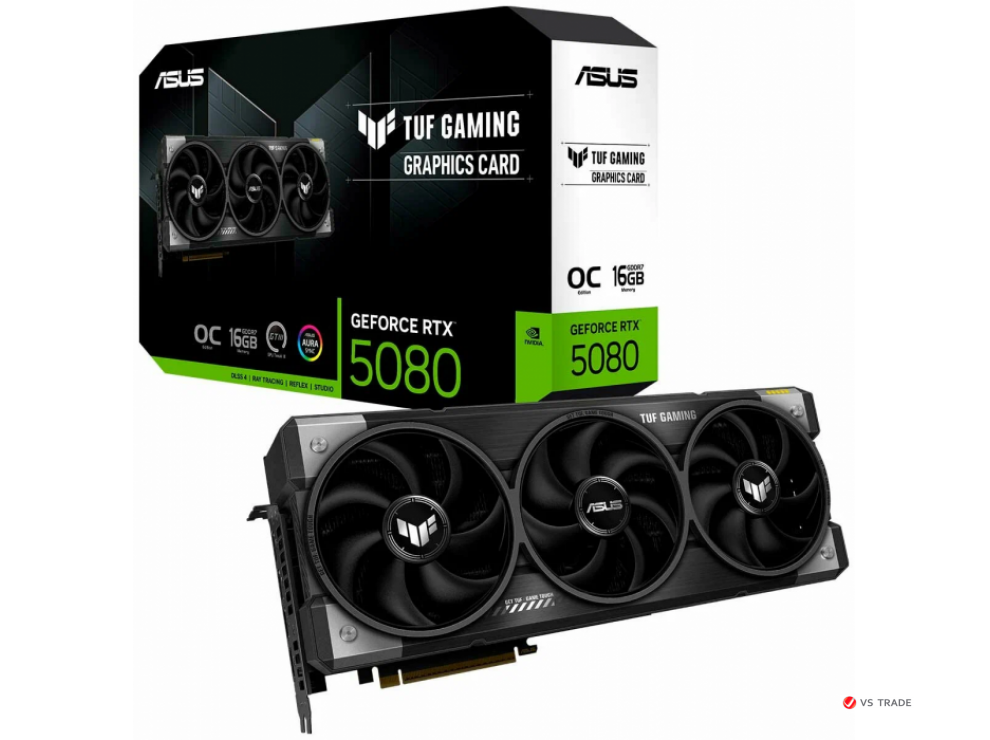 Видеокарта ASUS PROART-RTX5080-O16G, 16GB GDDR7, 256bit, 10752 Cuda Core, HDMI, 2xDP, USB-C, 2.5 slot, BOX