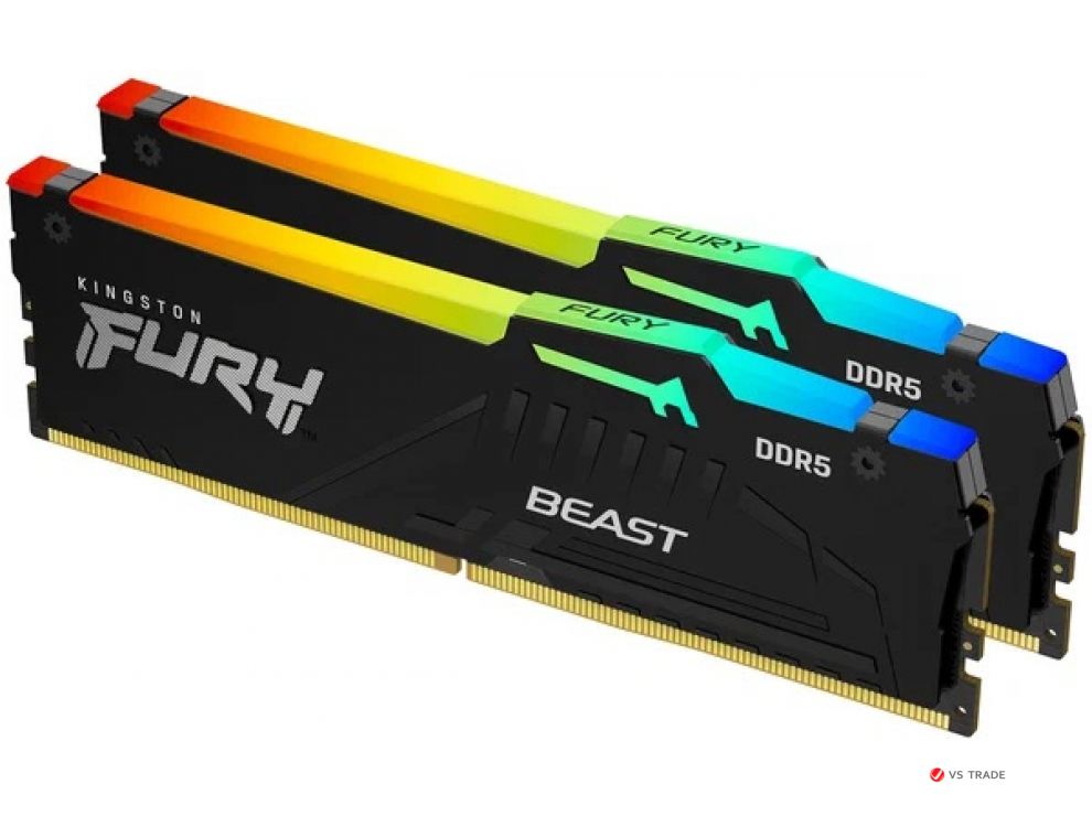 ОЗУ Kingston FURY Beast EXPO RGB 32Гб (16x2) DIMM DDR5, 5600MT/s, CL36 1.25В, KF556C36BBEAK2-32