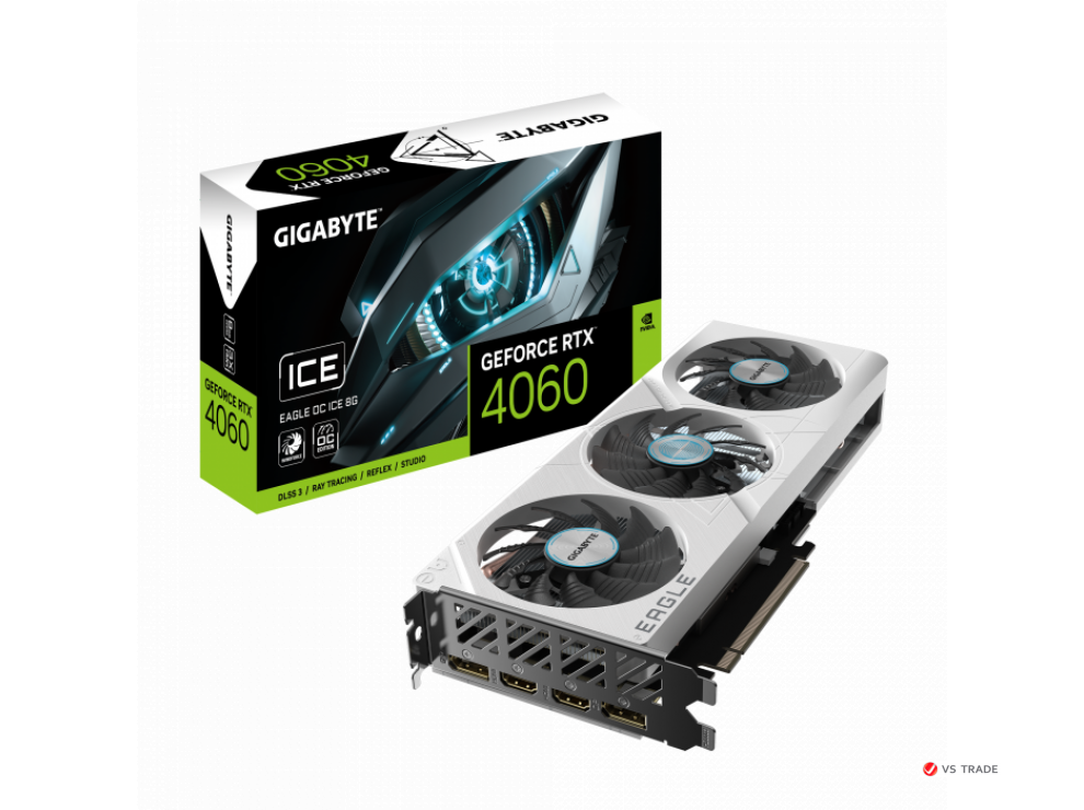 Видеокарта Gigabyte GV-N5060EAGLEOC ICE-8GD 1.0  1.0, 8Gb GDDR7, 128 Bit, HDMI, DP, WHITE, BOX