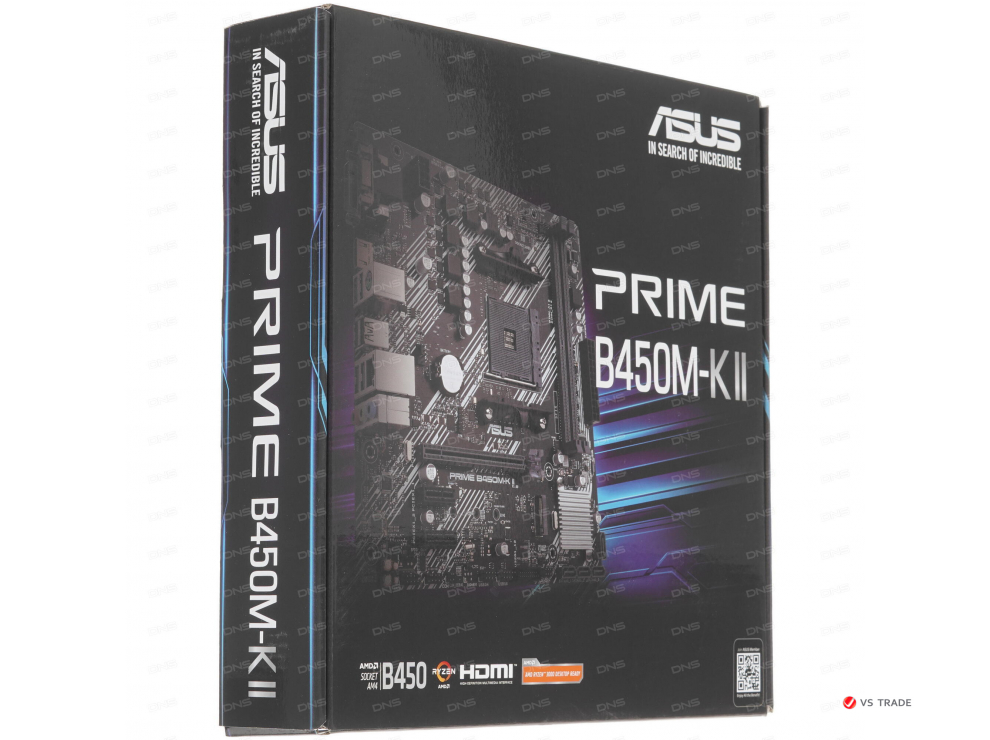 Сист. плата ASUS PRIME B450M-A II, B450, AM4, 2xDIMM DDR4, PCI-E x16, 2xPCI-Ex1, M.2, 4xSATA, D-Sub, DVI, mATX, BOX