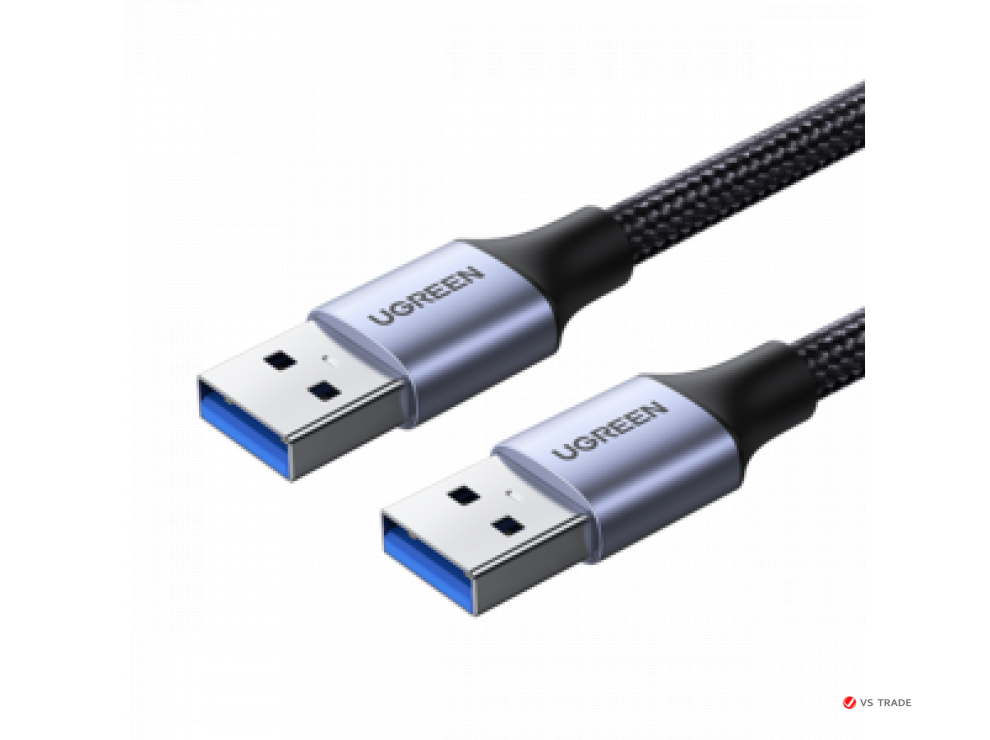 Кабель удлинитель Ugreen US373 USB-A Male to USB-A Male USB 3.0 Alu Case Braided Cable 2m (Black) 80791