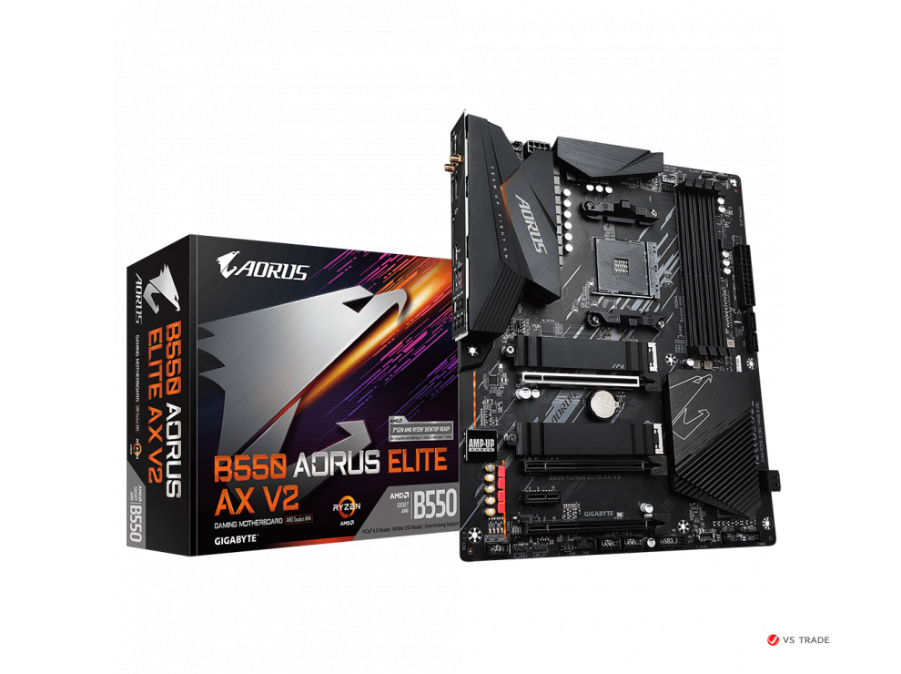 Сист. плата Gigabyte B550 AORUS ELITE AX V2,B550,AM4,4xDIMMDDR4,3xPCI-E x16, xPCI x1,2xM.2,4xSATA,DP,HDMI,WIFI6,ATX BOX