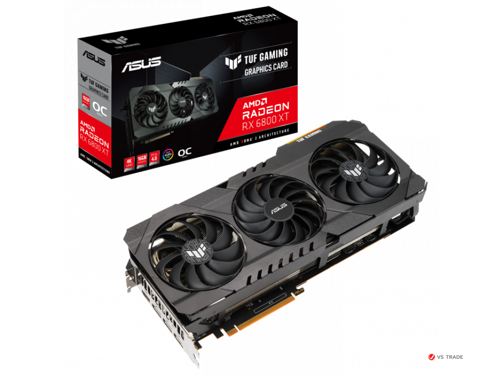 Видеокарта ASUS TUF-RX6800XT-O16G-GAMING, 16Gb/256bit GDDR6, 3xDP, HDMI, HDCP, BOX