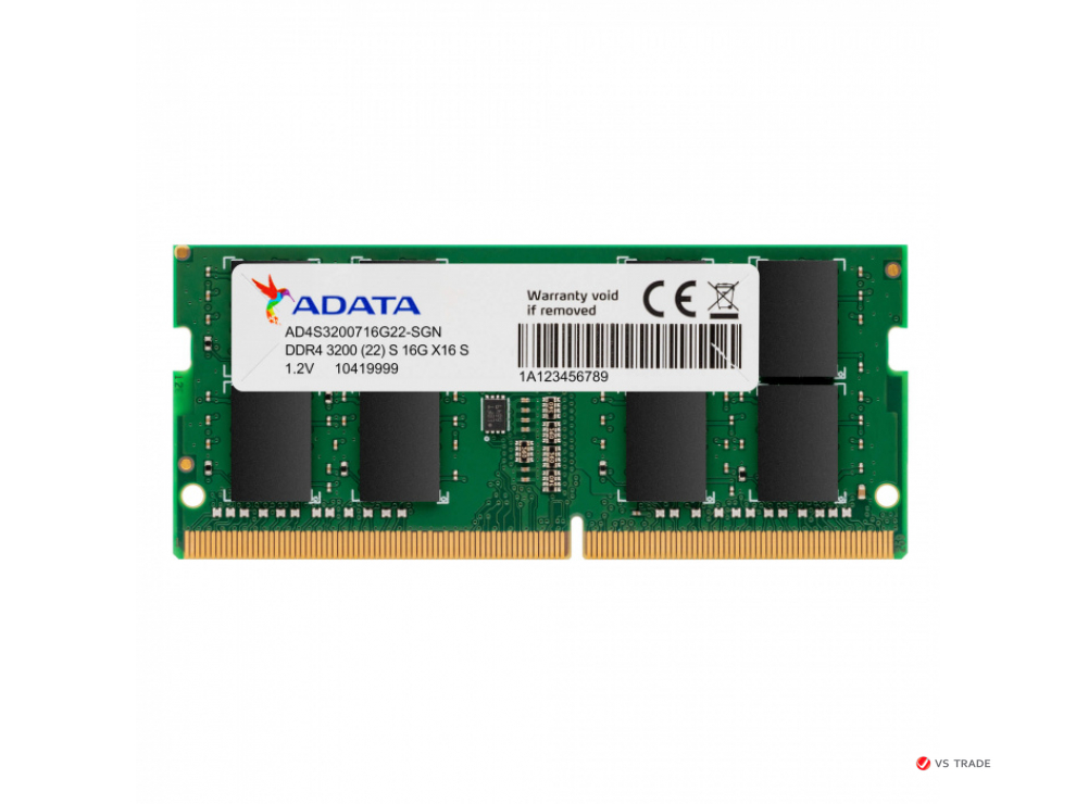 ОЗУ для ноутбука ADATA 16Gb/3200MHz DDR4 SO-DIMM, CL22, 1.2v, AD4S320016G22-RGN