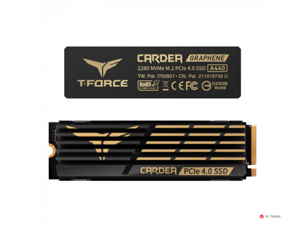 Твердотельный накопитель Team Group T-FORCE CARDEA A440, 2Tb, PCIe 4.0 x4 NVMe, R7000Mb/s, W6900Mb/s,TM8FPZ002T0C327,RTL