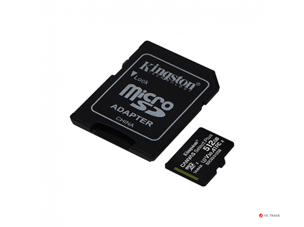 Карта памяти Kingston 512GB microSDXC Canvas Select Plus 100R A1 C10 Card + Adapter, SDCS2/512GB