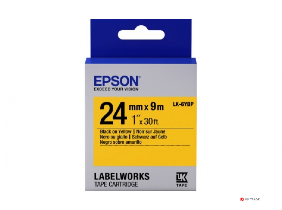Лента пастельная Epson C53S656005, LK-6YBP, 24 мм, желтая/черная, 9м