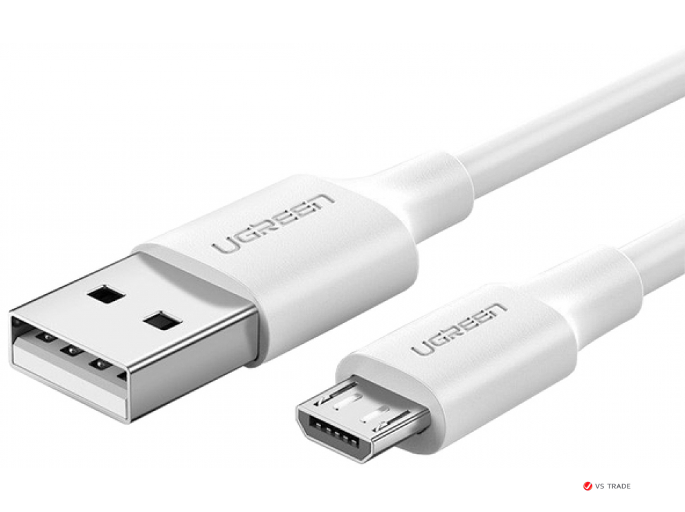 Кабель Ugreen US289 Micro USB Male To USB 2.0 A  Male Cable 1M (White), 60141