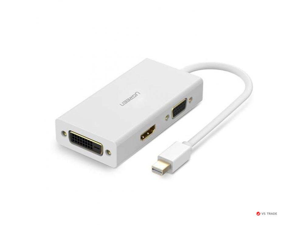 Конвертер Ugreen MD114 Mini DP To HDMI/ VGA/ DVI(24+1) Converter White, 20417