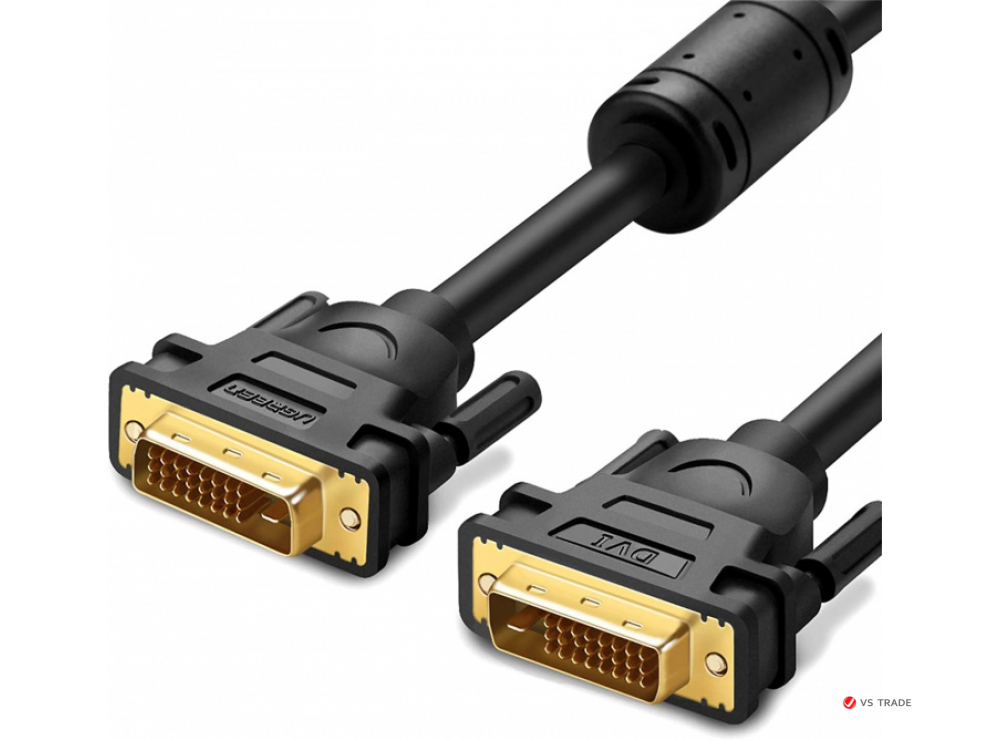 Кабель Ugreen DV101 DVI (24+1) Male to Male Cable Gold Plated 3m (Black) 11607