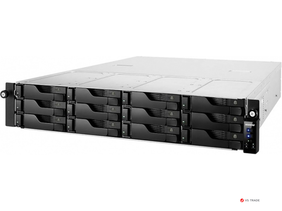 Сетевое хранилище ASUSTOR AS6512RD, 12 Bay NAS, Quad-Core 2.1GHz CPU, 2.5GbE Port, 8GB RAM DDR4, 2U + RAIL