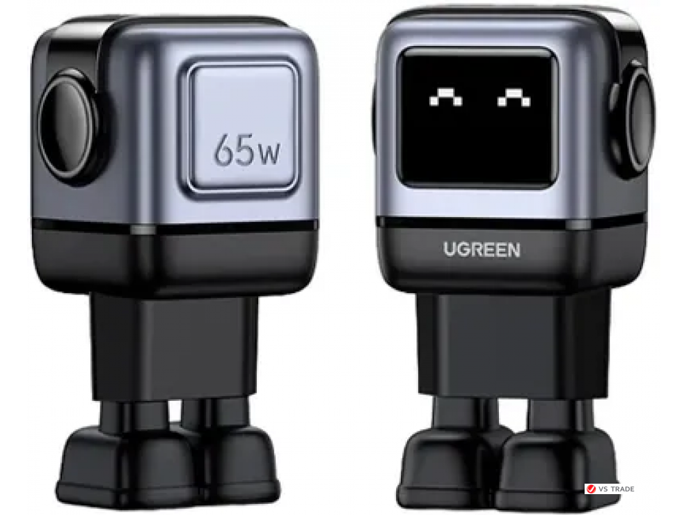 Зарядное устройство Ugreen CD361 25685B Nexode 65W 1*USB-A/2*USB-C Robot GaN Fast Charger