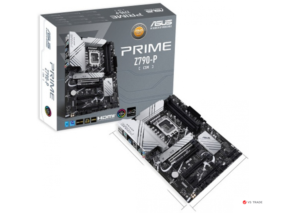 Сист. плата ASUS PRIME Z790-P-CSM,  Z790, 1700, 4xDDR5, 3xPCI-Ex16, PCI-Ex1, 3xM.2, 4xSATA, DP, HDMI, Realtek 2.5Gb, BOX