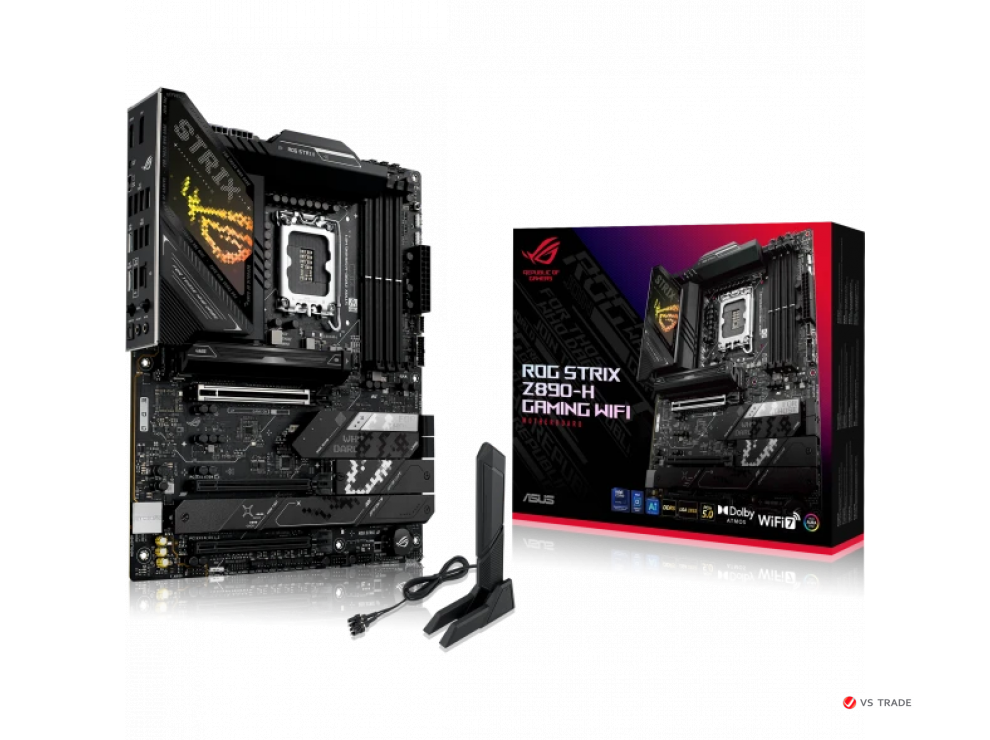 Сист.плата ASUS ROG STRIX Z890-H GAMING WIFI, Z890, 1851, 4xDDR5, 3xPCI-E x16, 4xM2, SATA, DP, HDMI, Wi-Fi 7, BOX