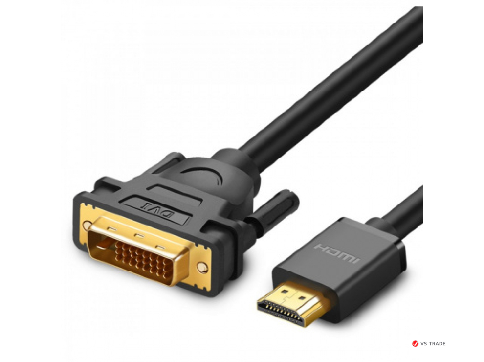 Кабель UGREEN HD106 HDMI to DVI Cable 2m (Black), 10135