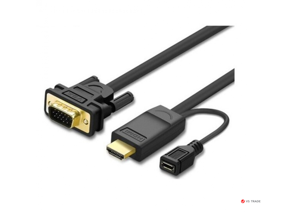 Конвертер UGREEN MM101 HDMI to VGA Converter Cable 1.5m (Black), 30449