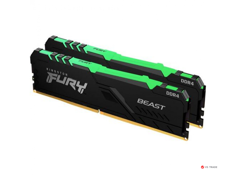 ОЗУ Kingston Fury Beast RGB 64Gb(32x2) 3600MHz DDR4 DIMM, CL16, 1.35v, KF436C18BBAK2/64