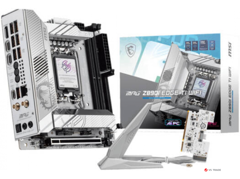 Сист.плата MSI MPG Z890 EDGE TI WIFI, Z890, LGA1851, 4xDDR5, 2xPCI-E x16, PCI-E x1, M2, SATA,Thunderbolt,WIFI7,WHITE,BOX