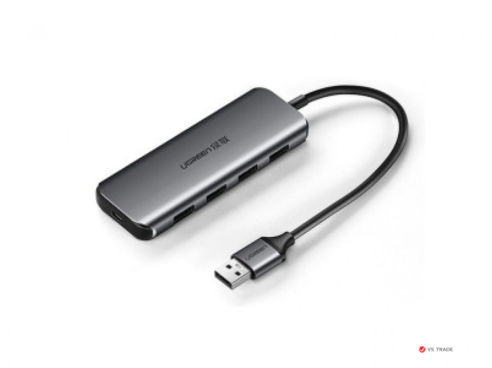 HUB UGREEN CM207 4 Ports USB 3.0 Hub Aluminum Case (Space Gray)