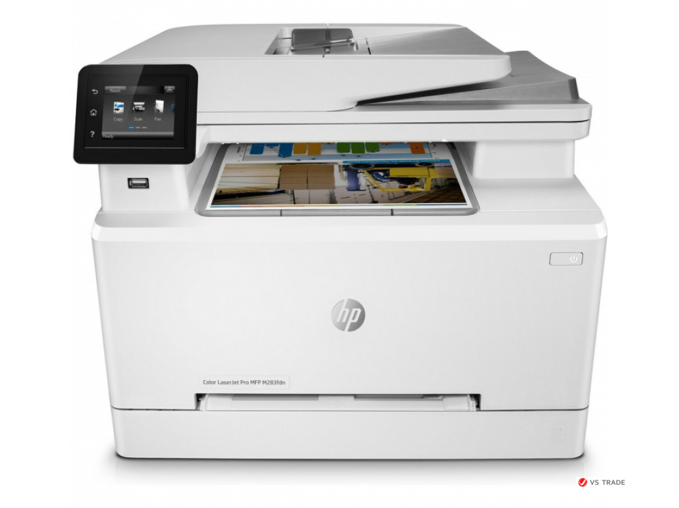 МФУ HP 7KW74A Color LaserJet Pro MFP M283fdn, A4, печать 600x600dpi, сканер 1200x1200dpi, копир 600x600dpi, факс 300x300