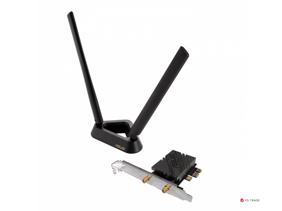 Беспроводной адаптер ASUS PCE-BE92BT,BE9400,WiFi7 PCI-E,2 ext antennas,6GHz band,320MHz,Bluetooth 5.4,WPA3