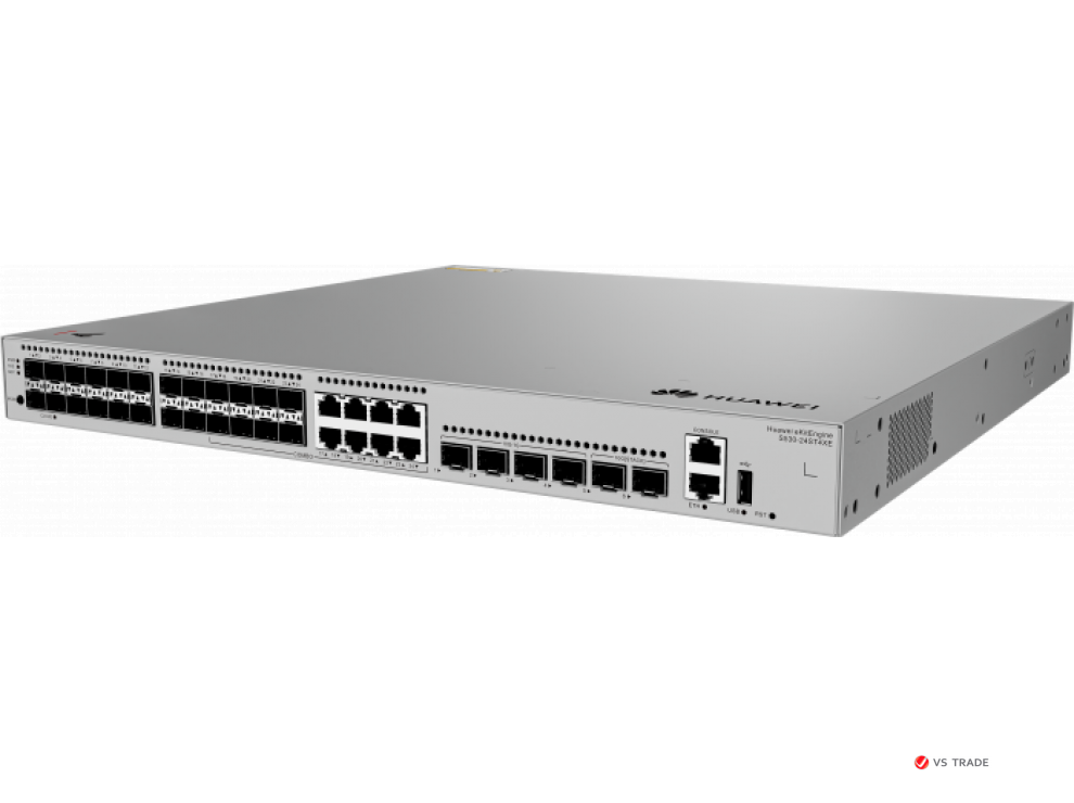 Коммутатор HUAWEI S530-24ST4XE (L3, 24*GE SFP combo 8*1GE RJ45 ports, 4*10GE SFP+, 2*10GE SFP+ stack ports, Dual AC)