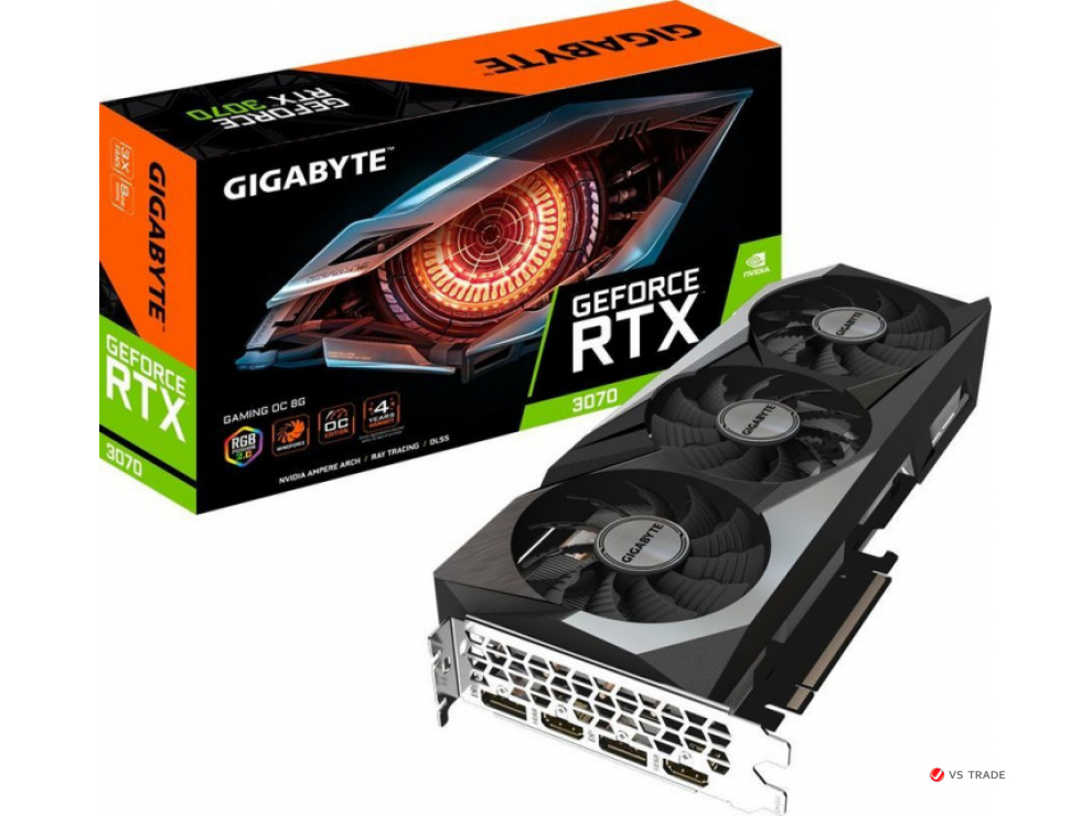 Видеокарта GIGABYTE GeForce RTX 3070 GAMING OC [GV-N3070GAMING OC-8GD], 8Gb/256bit GDDR6, 2xHDMI, 2xDP, BOX