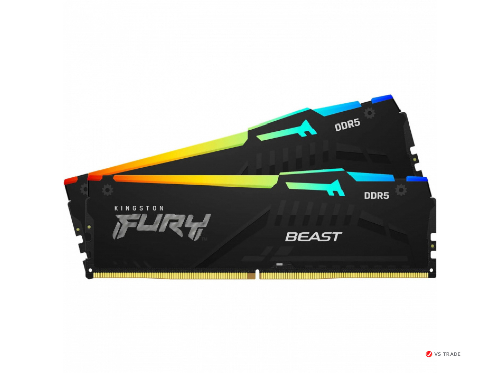 ОЗУ Kingston Fury Beast RGB 32Gb (16x2) 5600MHz DDR5 DIMM, CL40, 1.1v,  KF556C40BBAK2-32