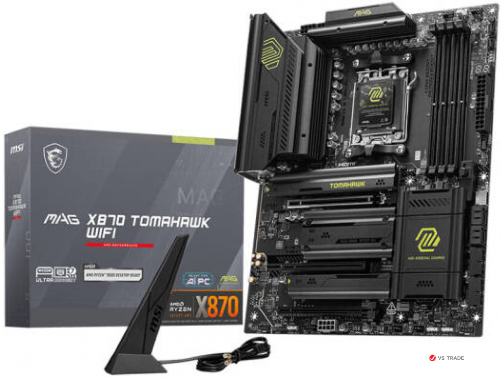 Сист.плата MSI MAG X870 TOMAHAWK WIFI, X870, AM5, 4xDDR5, 3xPCI-E x16, M2, SATA, Thunderbolt, HDMI, WIFI7, BOX