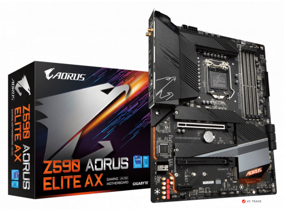 Сист. плата Gigabyte AORUS ELITE AX, Z590, 1200, 4xDIMM DDR4, 2xPCI-E x16, PCI-E x1, 3xM.2, 6xSATA, 2.5GbE, DP, Type C,