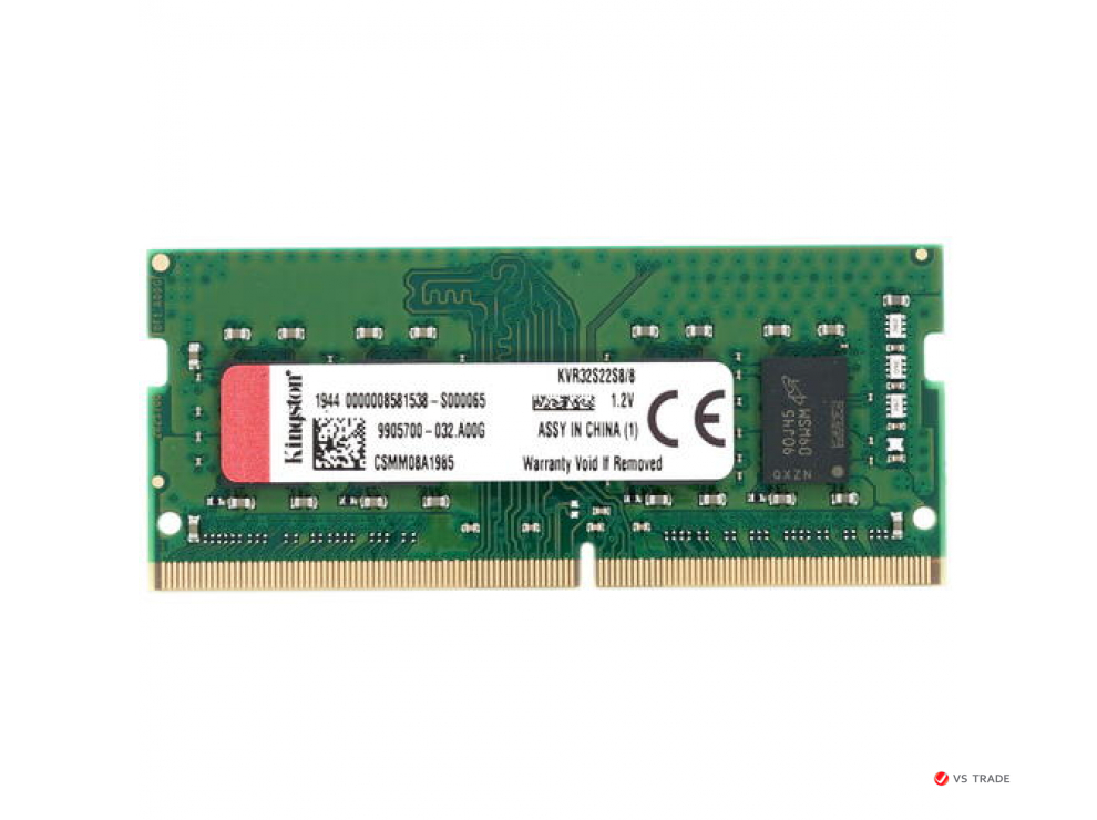 ОЗУ Kingston 8Gb/3200MHz DDR4 SODIMM, CL22, KVR32S22S8/8