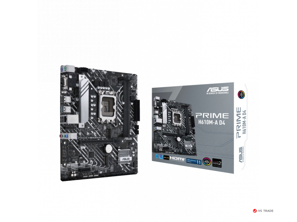 Сист.плата ASUS PRIME H610M-A D4, Z610, 1700, 2xDIMM DDR4, PCI-E x16, PCI-Ex1, M.2, SATA, D-SUB, DP, HDMI, BOX