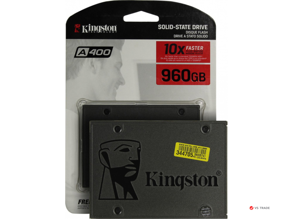 Твердотельный накопитель Kingston SA400S37/960G , 960GB 2.5, Read 500Mb/s, Write 450Mb/s, SATA 6Gb