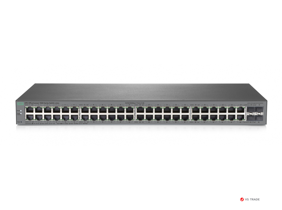 Коммутатор J9981A HPE OfficeConnect 1820 48G 4SFP Layer 2 Switch (48xRJ-45 10/100/1000, 4xSFP 100/1000, Lifetime w-y