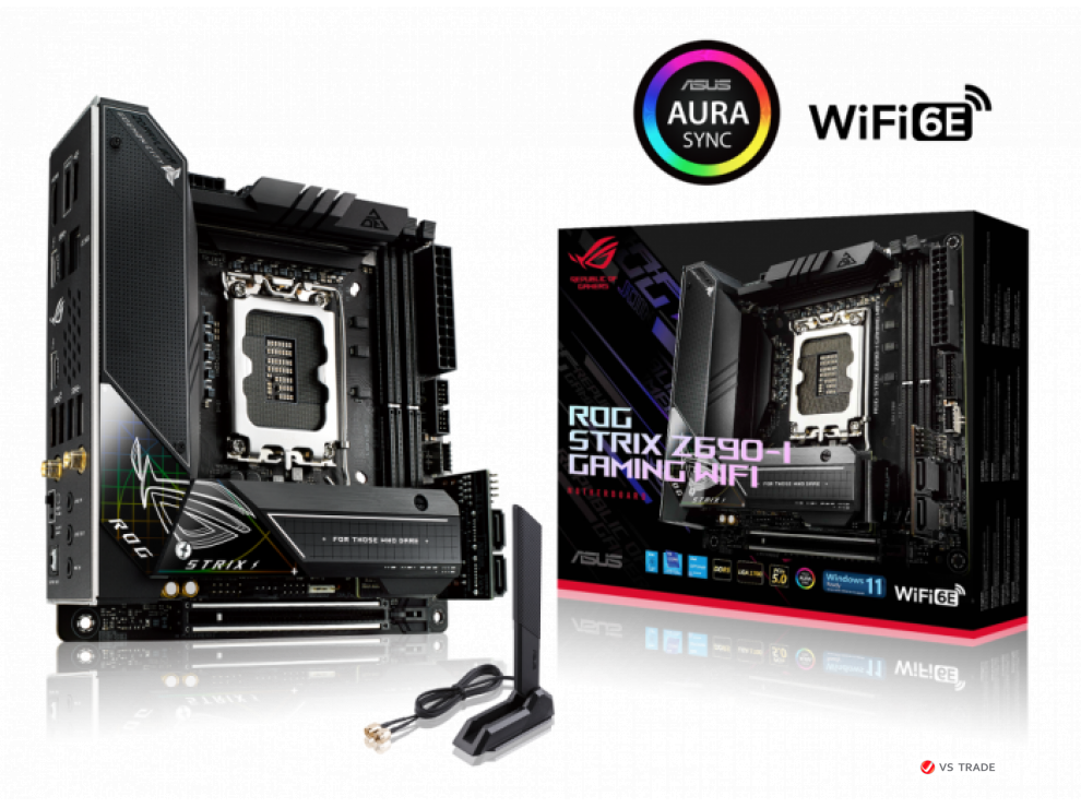 Сист.плата ASUS ROG STRIX Z690-I GAMING WIFI, Z690, 1700, 2xDIMM DDR5, PCI-E x16, M.2, SATA, Thunderbolt, HDMI, ITX, BOX