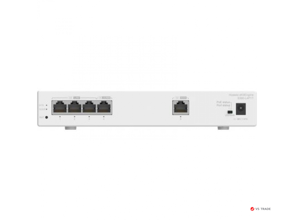 Шлюз мультисервисный Huawei S380-L4P1T (1xGE WAN, 4xGE LAN, PoE+ 50W, 150 users, f.performance 2Gbps,12V DC)