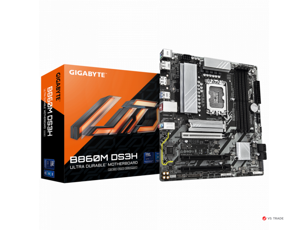 Сист.плата Gigabyte B860M DS3H 1.0, B860, LGA1851, 4xDDR5, 3xPCI-E x16, M2, SATA, 2xDP, HDMI, BOX