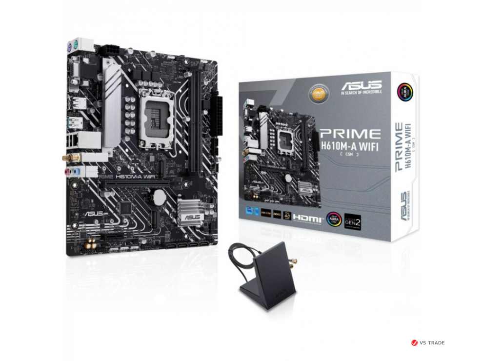 Сист.плата ASUS PRIME H610M-A WIFI, H610, 1700, 2xDIMM DDR5, PCI-E x16, PCI-Ex1, M.2, D-SUB, SATA, DP, HDMI, BOX