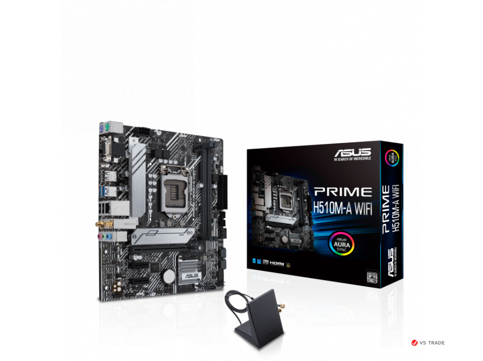 Сист. плата ASUS PRIME H510M-A WIFI, H510, 1200, 2xDIMM DDR4, PCI-E x16, 2xPCI-E x1, M.2, 4xSATA,D-Sub,HDMI,DP,WIFI5,BOX