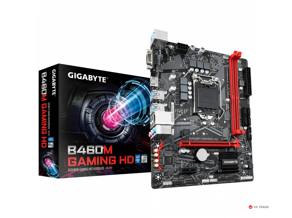 Сист. плата Gigabyte B460M GAMING HD, B460, 1200, 2xDIMM DDR4, PCI-E x16, M2, 4xSATA, PCI-E x1, D-Sub, HDMI, mATX, BOX