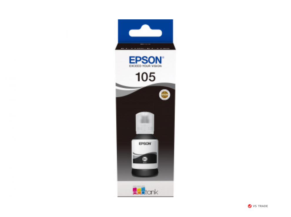 Контейнер с черными пигментными чернилами Epson C13T00Q140 105 EcoTank BK Ink Bottle